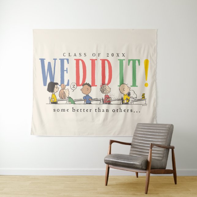 Tapiz Peanuts We Did It Graduation Funny Quote Snoopy (In situ (horizontal))