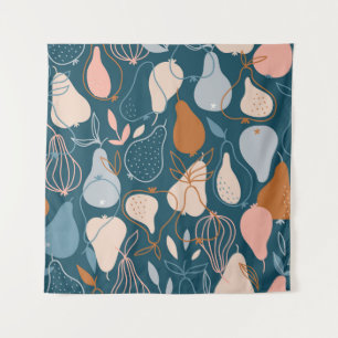 Tapiz Pear elegante: Patrón oscuro escandinavo