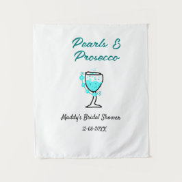 Tapiz Pearls and prosecco bridal shower blue black name