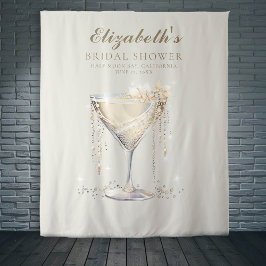 Tapiz Pearls Prosecco Ivory Gold Bridal Shower Backdrop