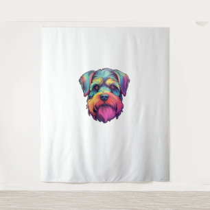 Tapiz Pegatina Retro Neón de Schnauzer Brillante en Mini