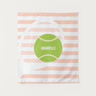 Tapiz Pelota de tenis verde moderna nombre rosa