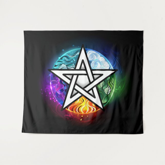 Tapiz Pentagrama de Wiccan (Anverso (horizontal))