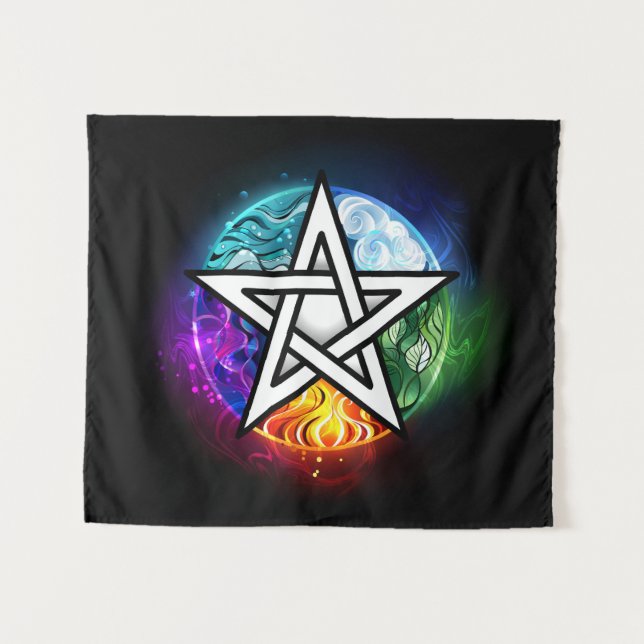 Tapiz Pentagrama de Wiccan (Anverso (horizontal))