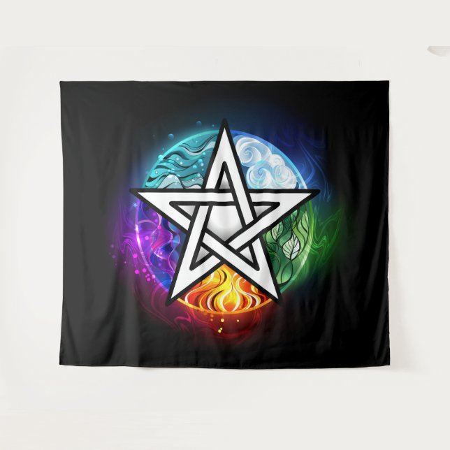 Tapiz Pentagrama de Wiccan (Anverso (horizontal))