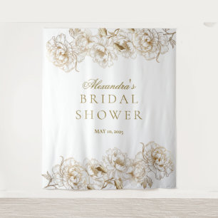 Tapiz Peonías Florales Blancas Elegantes Llamativas para