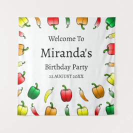 Tapiz Peppers con hormigón y pimientos largos dulces