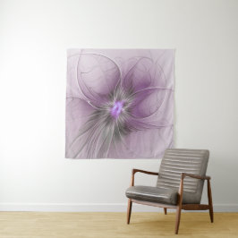 Tapiz Pequeña belleza arte floral fractal gris mauve mod
