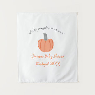 Tapiz Pequeña calabaza está en camino baby shower naranj