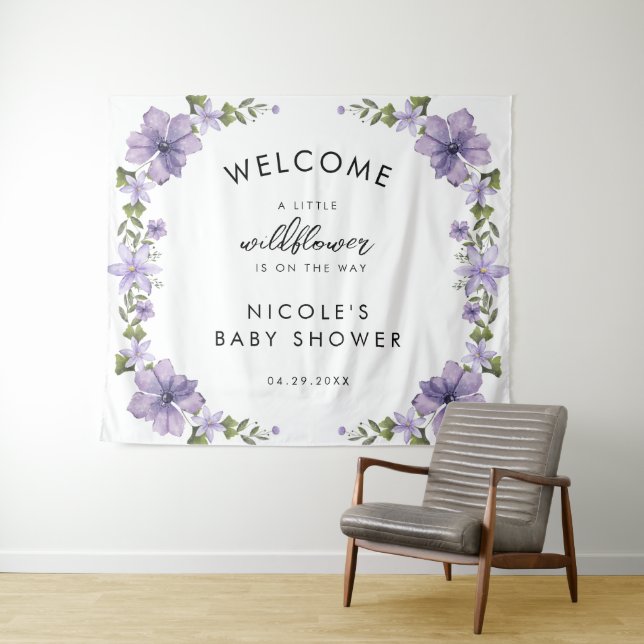 Tapiz Pequeña Flor Silvestre Está En Camino Baby Shower  (In situ (horizontal))
