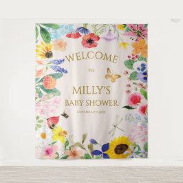 Tapiz Pequeña mamá de flores silvestres en bebe bienveni