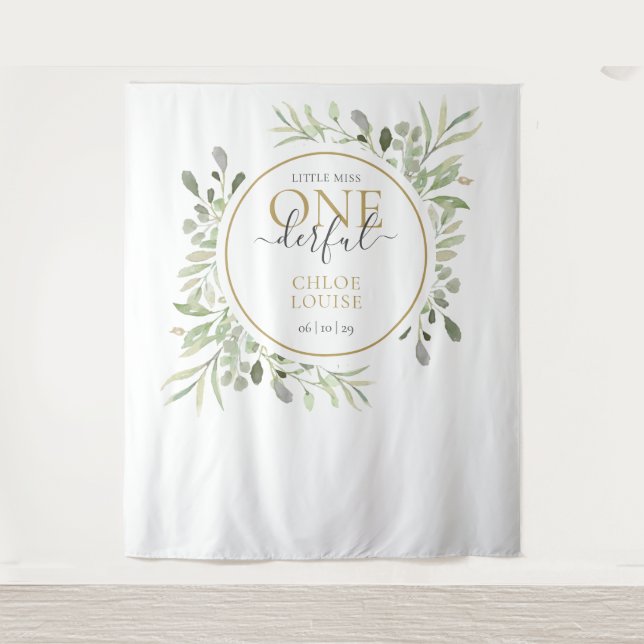 Tapiz Pequeña Señorita ONEderful Cumpleaños Foto Booth (Anverso)