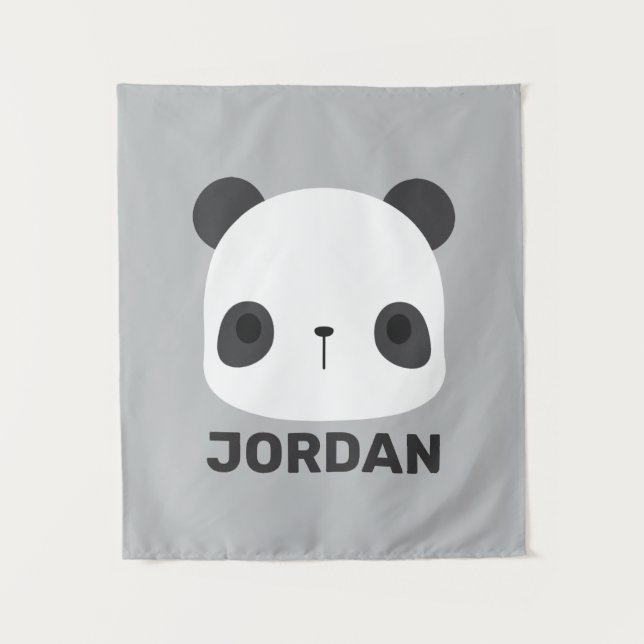 Tapiz Pequeño oso oso panda con nombre personalizado (Anverso)