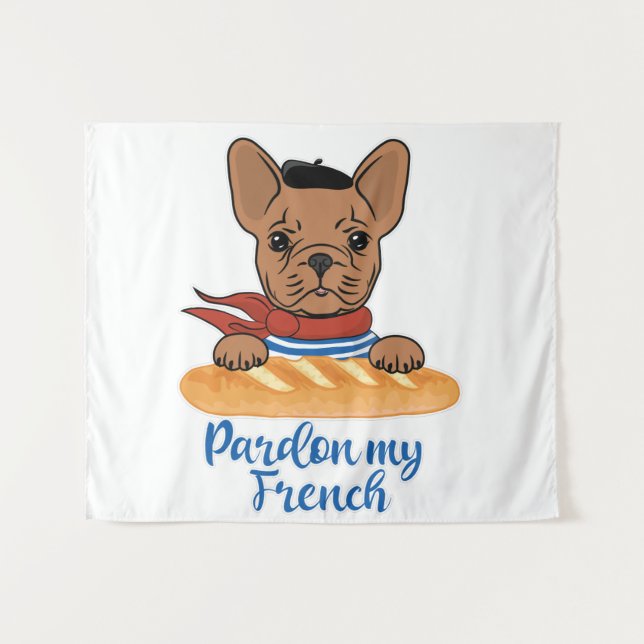 Tapiz Perdone mi francés - Divertido Bulldog francés (Anverso (horizontal))