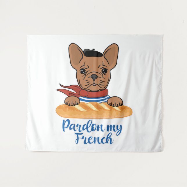 Tapiz Perdone mi francés - Divertido Bulldog francés (Anverso (horizontal))