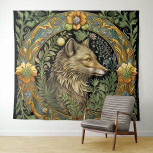 Tapiz Perfil de lobo en estilo vintage