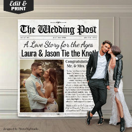 Tapiz Periódico Boda de fotografía de fondo de boda pers