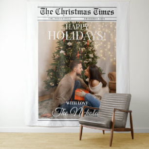 Tapiz Periódico Qué Año Foto en Blanco y Negro Navidad