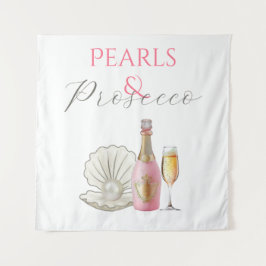 Tapiz Perlas y ducha de novia rosa Prosecco