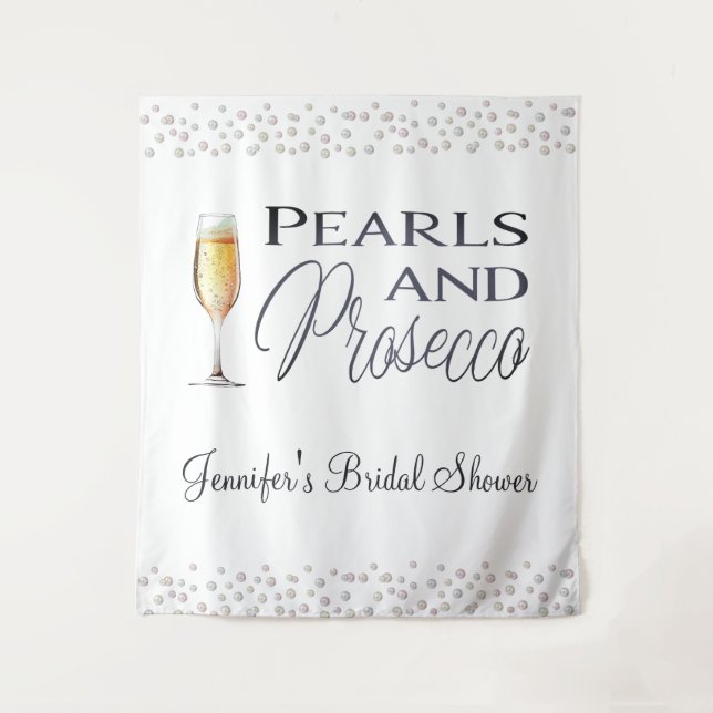 Tapiz Perlas y Fiesta de ducha de novia Prosecco (Anverso)