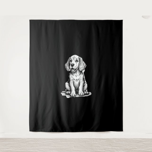 Tapiz Perrito beagle adorable, familia amante de los ani (Anverso)