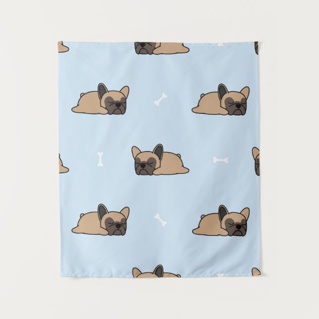 Tapiz Perrito de bulldog francés lindo durmiendo sin cos (Anverso)
