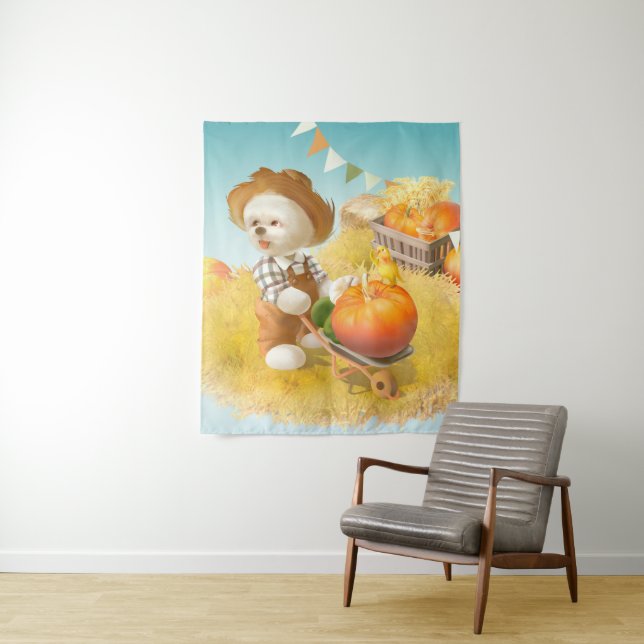 Tapiz Perro agricultor con calabaza (In situ)
