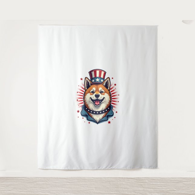 Tapiz Perro Akita con Día de la Independencia (Anverso)