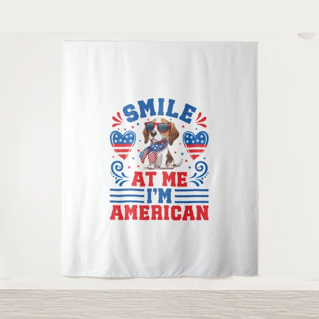 Tapiz Perro Beagle Patriótico durante el 4 de julio (Anverso)