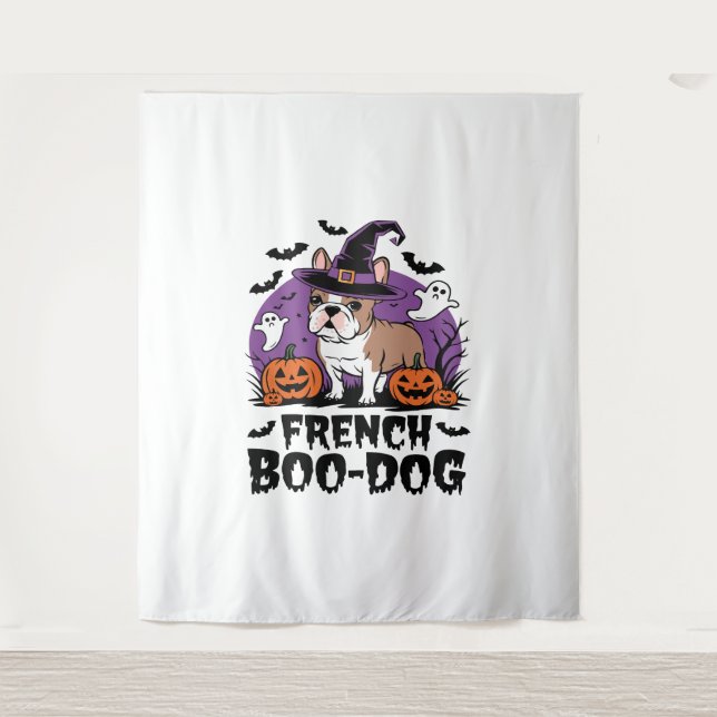 Tapiz Perro boo francés - el cachorro más espeluznante (Anverso)