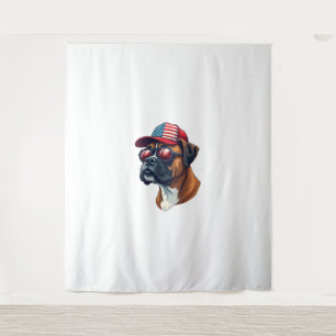 Tapiz Perro Boxer Con Azul Rojo Blanco