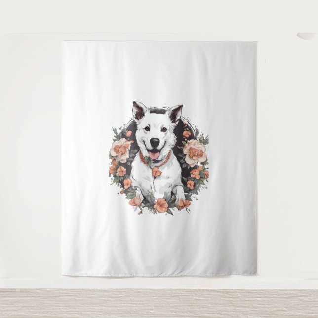 Tapiz Perro con flor (Anverso)