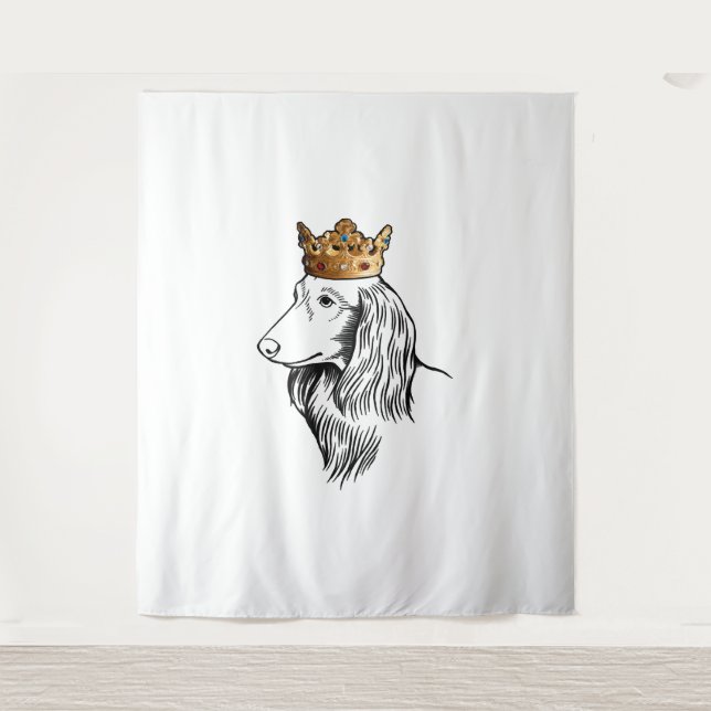 Tapiz Perro Dachshund de cabello largo con corona (Anverso)