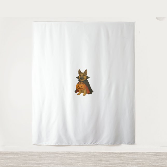 Tapiz Perro de Halloween en Bulldog alemán vestido de va (Anverso)