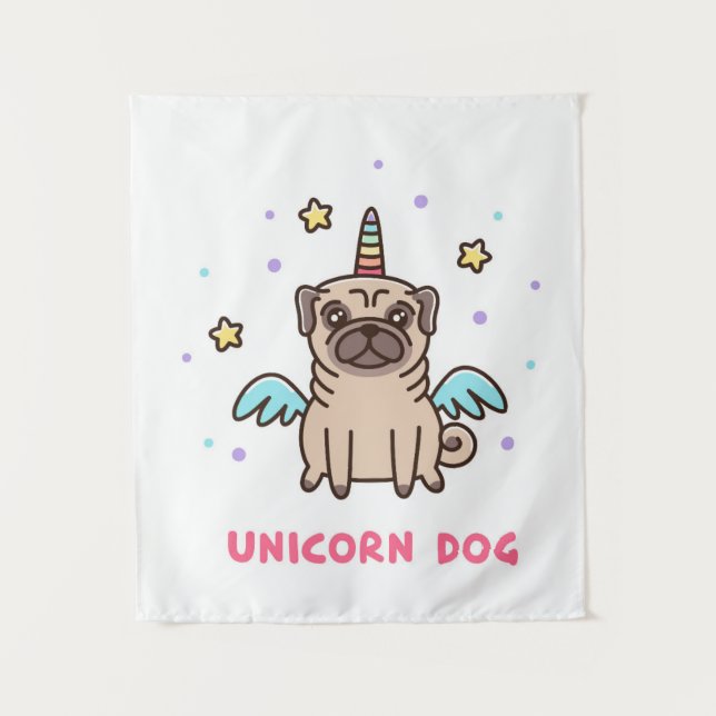 Tapiz Perro del arco iris del unicornio (Anverso)