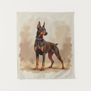 Tapiz Perro Doberman Pinscher Marrón Óxido Rojo