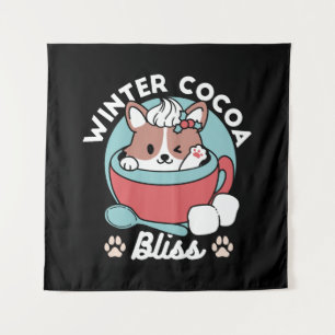Tapiz Perro en taza festiva para vibraciones de vacacion