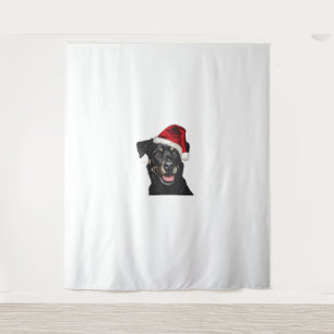 Tapiz Perro feliz con traje Gorra de Santa Claus para ad