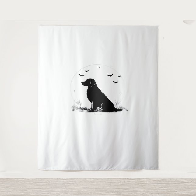 Tapiz Perro Golden Retriever - Silueta de la luna de Hal (Anverso)