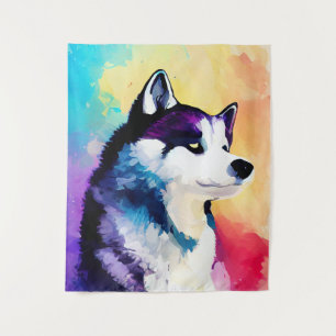 Tapiz Perro Husky Naturaleza salvaje Color animal Pintur