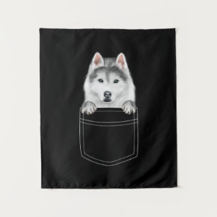 Tapiz Perro Husky Siberiano En El Bolsillo  Gracioso reg