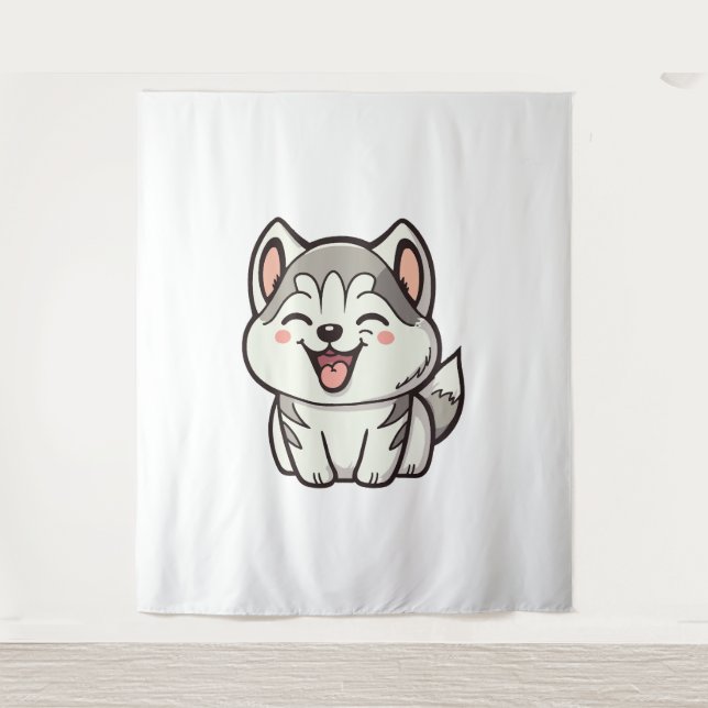 Tapiz Perro lindo siberiano cascarrón (Anverso)