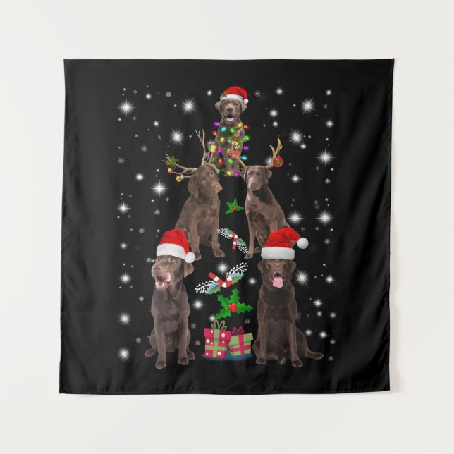 Tapiz Perro Lover| Árbol de Navidad Chocolate Labrador (Anverso)