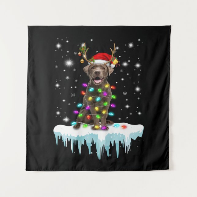 Tapiz Perro Lover| Navidades de chocolate Labrador Luz (Anverso)
