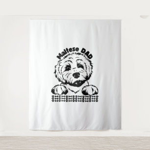 Tapiz Perro maltés de diseño blanco y negro
