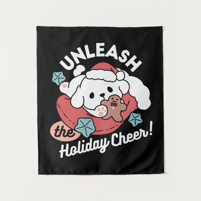 Tapiz Perro navidad en Sombrero Santa - festividad para  (Anverso)