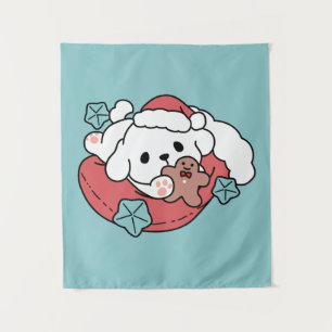 Tapiz Perro navidad en Sombrero Santa - festividad para 