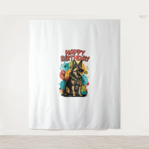 Tapiz Perro Pastor Alemán Feliz Cumpleaños Fiesta Shep R