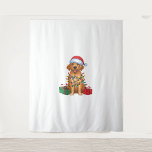 Tapiz Perro recuperador de capa plana de Santa Hat ilumi