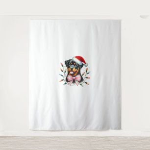 Tapiz Perro Rottweiler con Navidades Coquette Bow